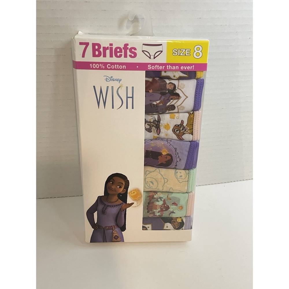 Disney WISH Girls 100% Cotton 7 Pairs Briefs Panties Size 8 NEW